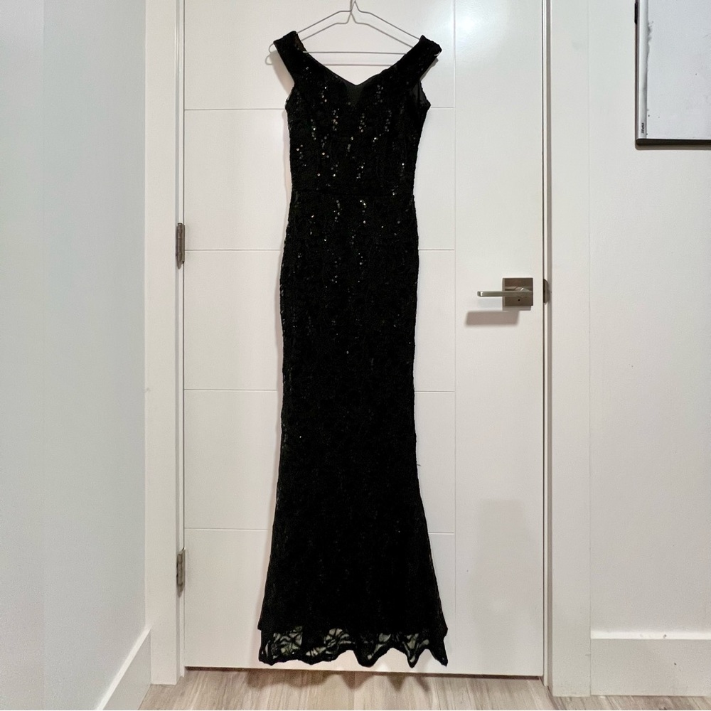 ASOS Quiz | Black Lace and Sequins Evening Dress